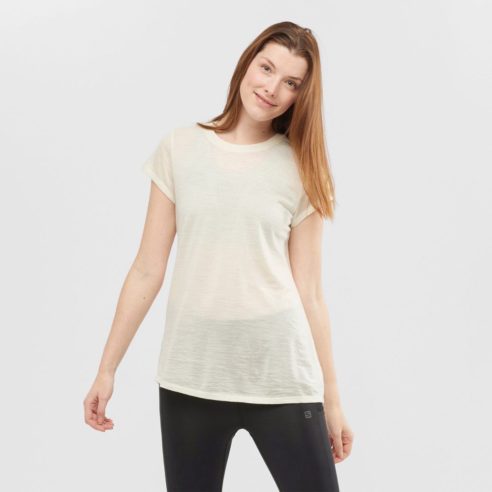SALOMON OUTLIFE MERINO SS W Philippines - Women's Tee Shirts - White | 175394-EQD